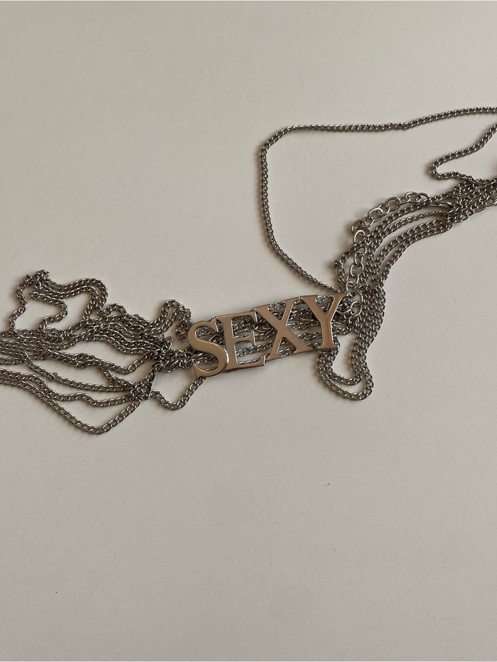SEXY Y2K 2000’s Vintage Silver Metal Adjustable Chains Belt
